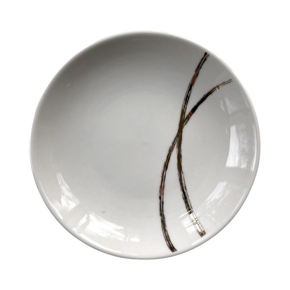 White & Metallic Abstract Porcelain Jewelry Trinket Dish Small 4” New in Box